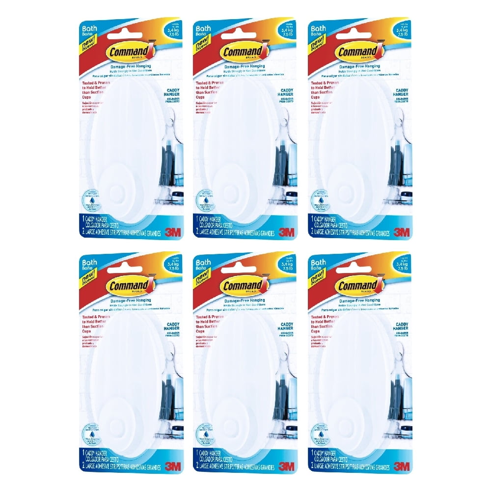 3M Command Bath Caddy Hanger Water Resistant Adhesive Plastic Frosted,  2-Pack