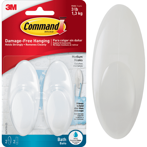 Command Bath Adhesive Hook - Single Pack Residential Use, Standard Application