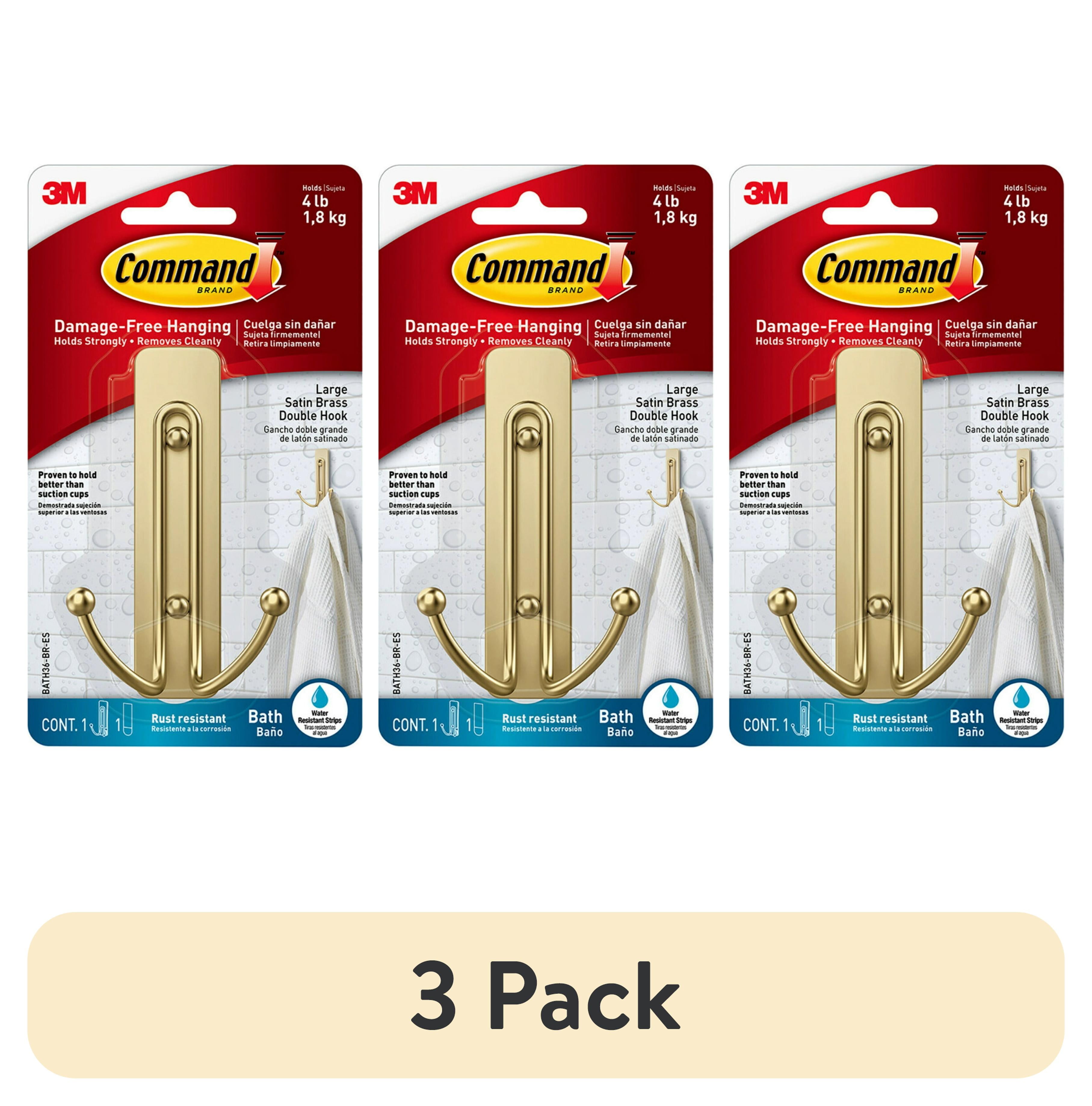 Large Satin Brass Double Hook for Bathroom Organization