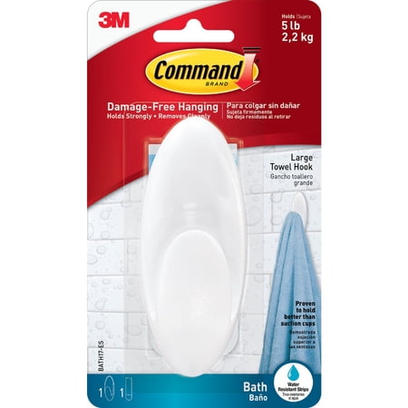 12-pack Command Bath Large Towel Hook Frosted Plastic - Wall Mount, Self-Adhesive - 12 Pack — Concealed-Screw Wall-Mount, Coordinated Bath Collection