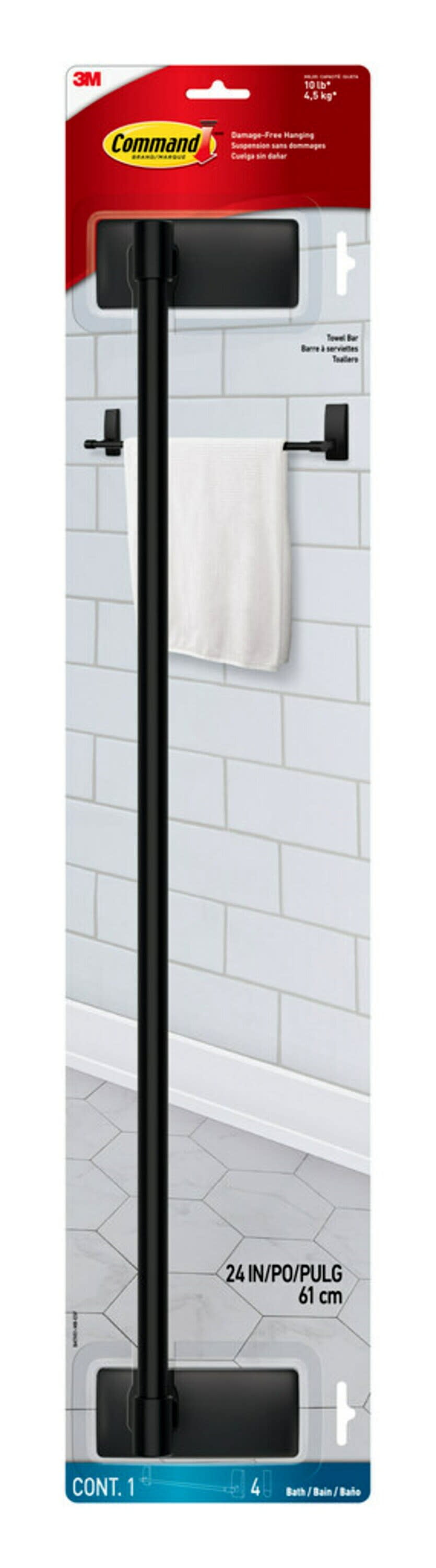 BWE 10-in Matte Black Wall Mount Single Towel Bar Stainless Steel | A-91004-BLACK-3