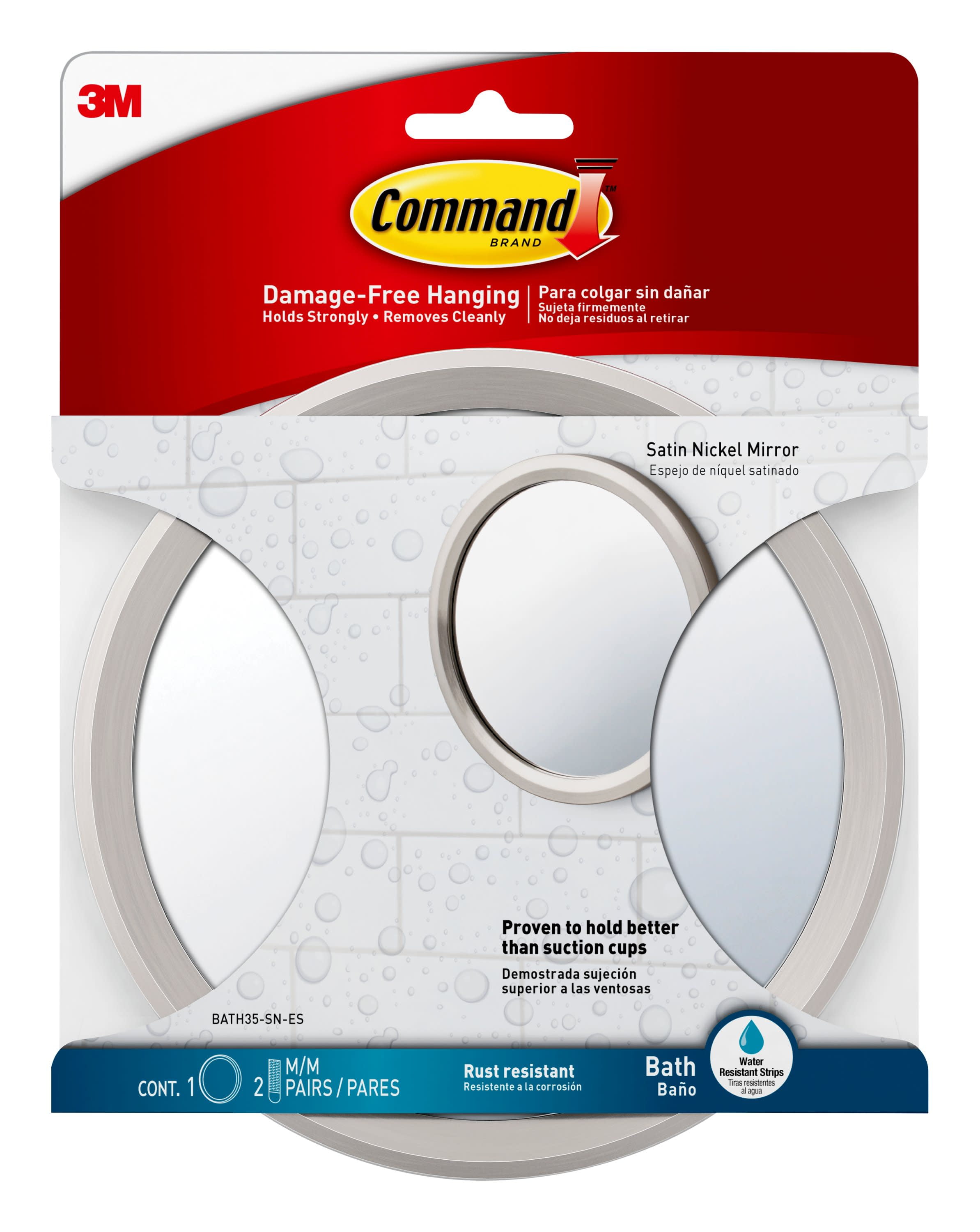 Command Bath Shower Caddy, Satin Nickel, 1 Caddy, 4 Water Resistant Strips,  Bathroom Organization 