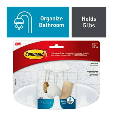 Command Bath Multi-Hook, 1 Wall Multi-hook, 2 Large Water Resistant Strips, Bathroom Organization