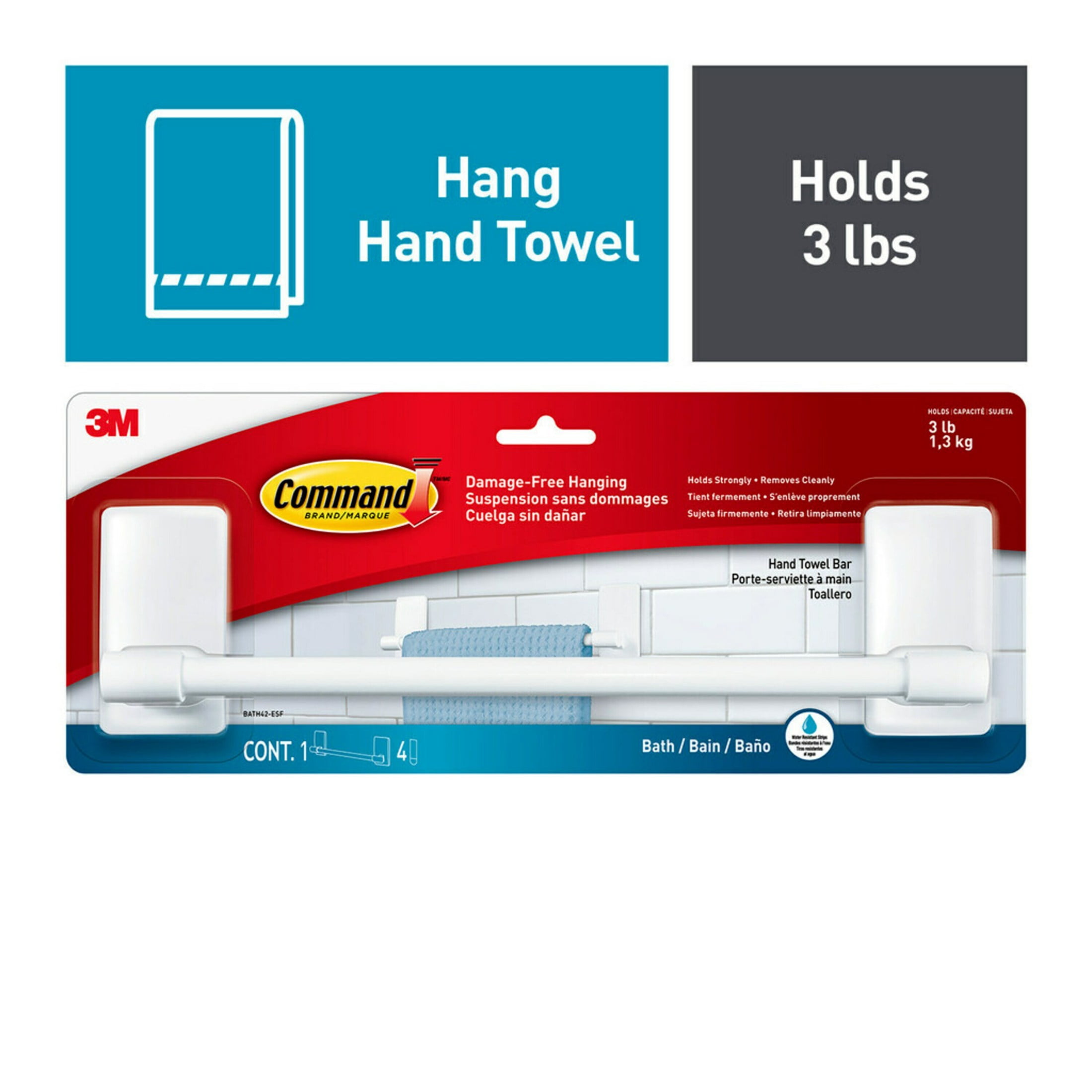 White Plastic Hand Towel Bar with Command Strips Kuwait Ubuy