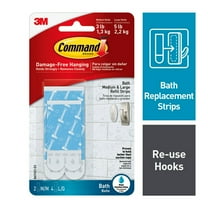 Command Bath Refill Strips, Water Resistant, White/Blue, 2 Medium and 4 Large Per Pack, BATH22-ES