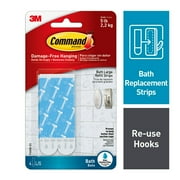 Command Bath Refills, 4 Large Water-Resistant Strips, Bathroom Organization, 17605B