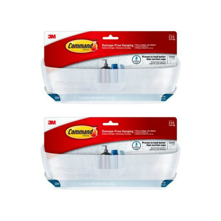 3M Command Bath Shower Caddy Large Damage Free Adhesive Frosted, 2-Pack