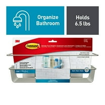 Command Bath Shower Caddy, Satin Nickel, 1 Caddy, 4 Water Resistant Strips, Bathroom Organization
