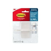 Command Bath Toothbrush Holder, White, Plastic, 1 Holder, 2 Medium Strips, Hold 2 lbs