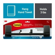 Command Bath Towel Bar Matte Black, Holds 3 lbs, Bathroom Organization, 4 Strips