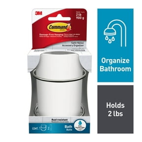 Command Bath White & Satin Nickel Accessory Toothbrush Organizer, 1 Organizer