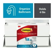 Command Bath White & Satin Nickel Wall and Cabinet Organizer, 1 Organizer, 4 Strips, Rust Resistant