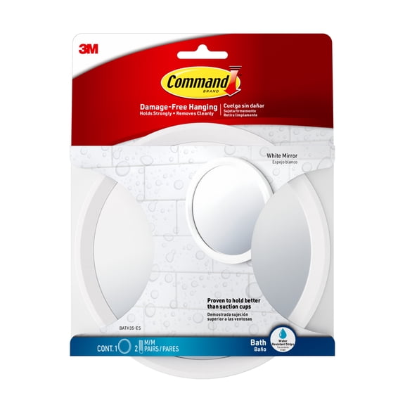 Command Bathroom Mirror, Satin Nickel, Water-Resistant, 1 Mirror, 2 Adhesive Strips
