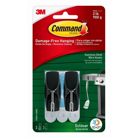 Command Black Medium Wire Toggle Hooks 2 Pack Damage Free Wall Hangers