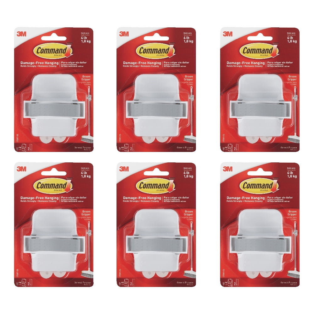 Broom Command Broom Mop Grippers Damage-Free Hanging Hooks