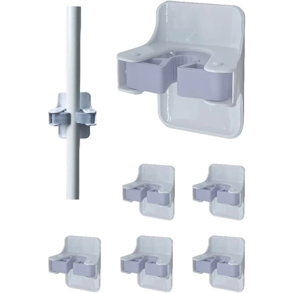 Command Broom Holder Wall Mount 6pcs - Mop Broom Garage Tool Organizer Wall Mount Self Adhesive Hanger for Kitchen Garden Bathroom Garage Camping Storage