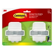 Command Broom and Mop Grippers Wall Hook, White, Damage Free Organizing, 2 Hangers