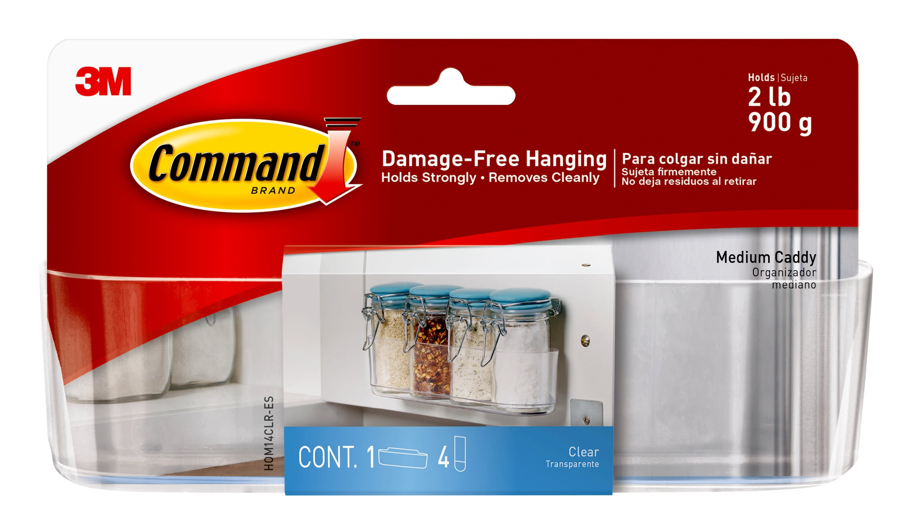Command™ Shower Caddy, Clear 1 Caddy, 4 Mounting Bases, 4 Large Strips/Pack  (BATH11-ES)