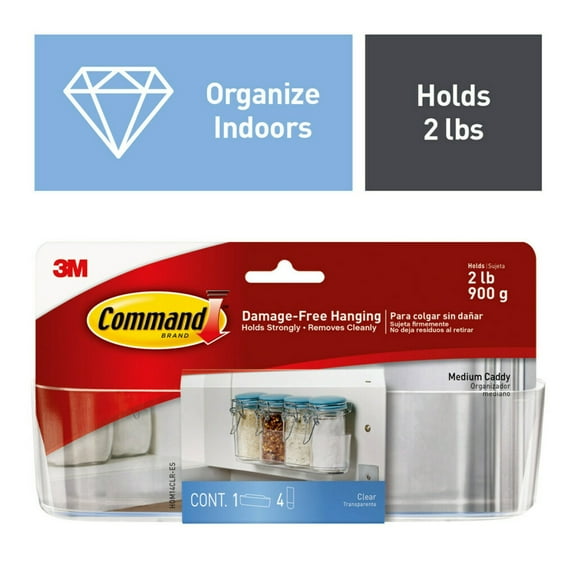Command Caddy for Bathroom and Kitchen Organization, Clear, Medium, 1 Caddy