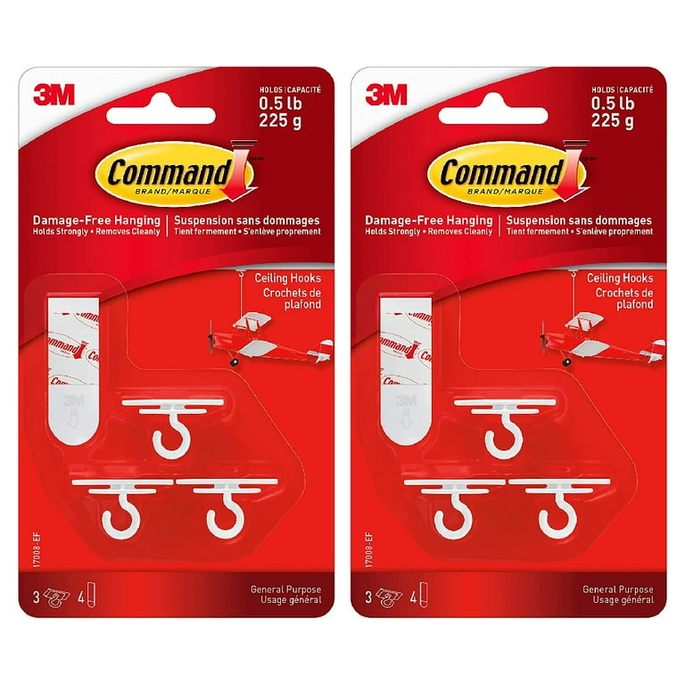 4-Adhesive Strips Ceiling Hooks 3-Hooks 4-Adhesive Strips Ceiling Hooks 3-Hooks