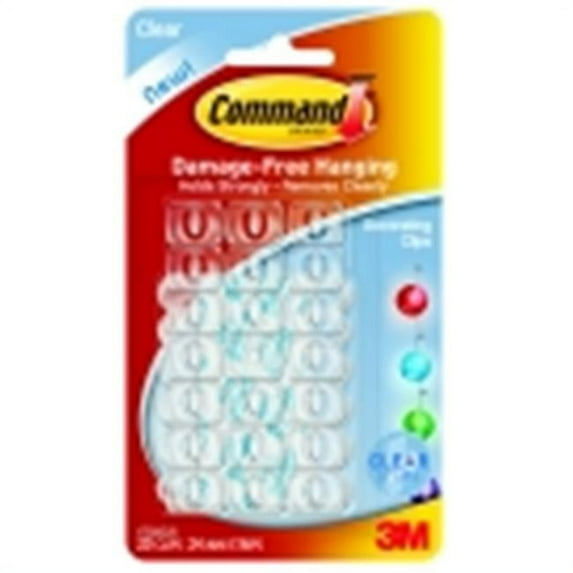 Command Clear Decorating Clip With 24 Adhesive Mini Strips, Pack 20