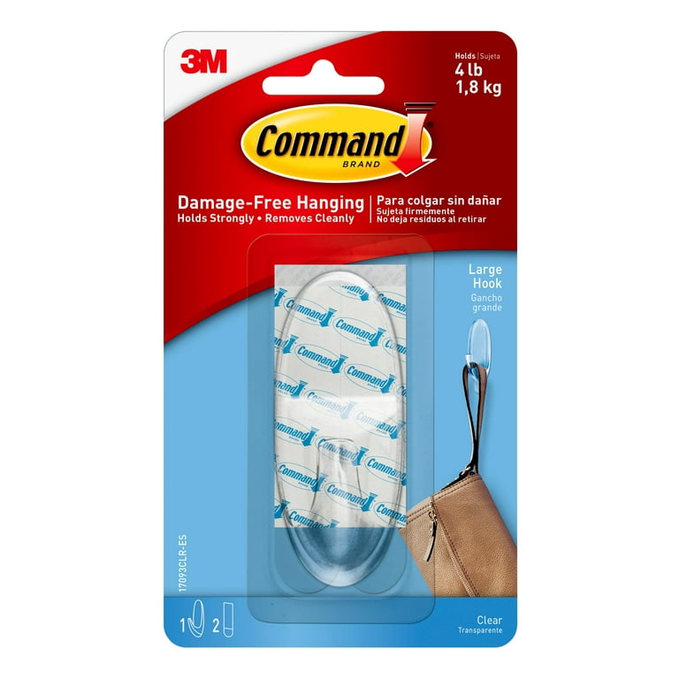 Command™ Large Clear Hook with Clear Strips 17093CLR