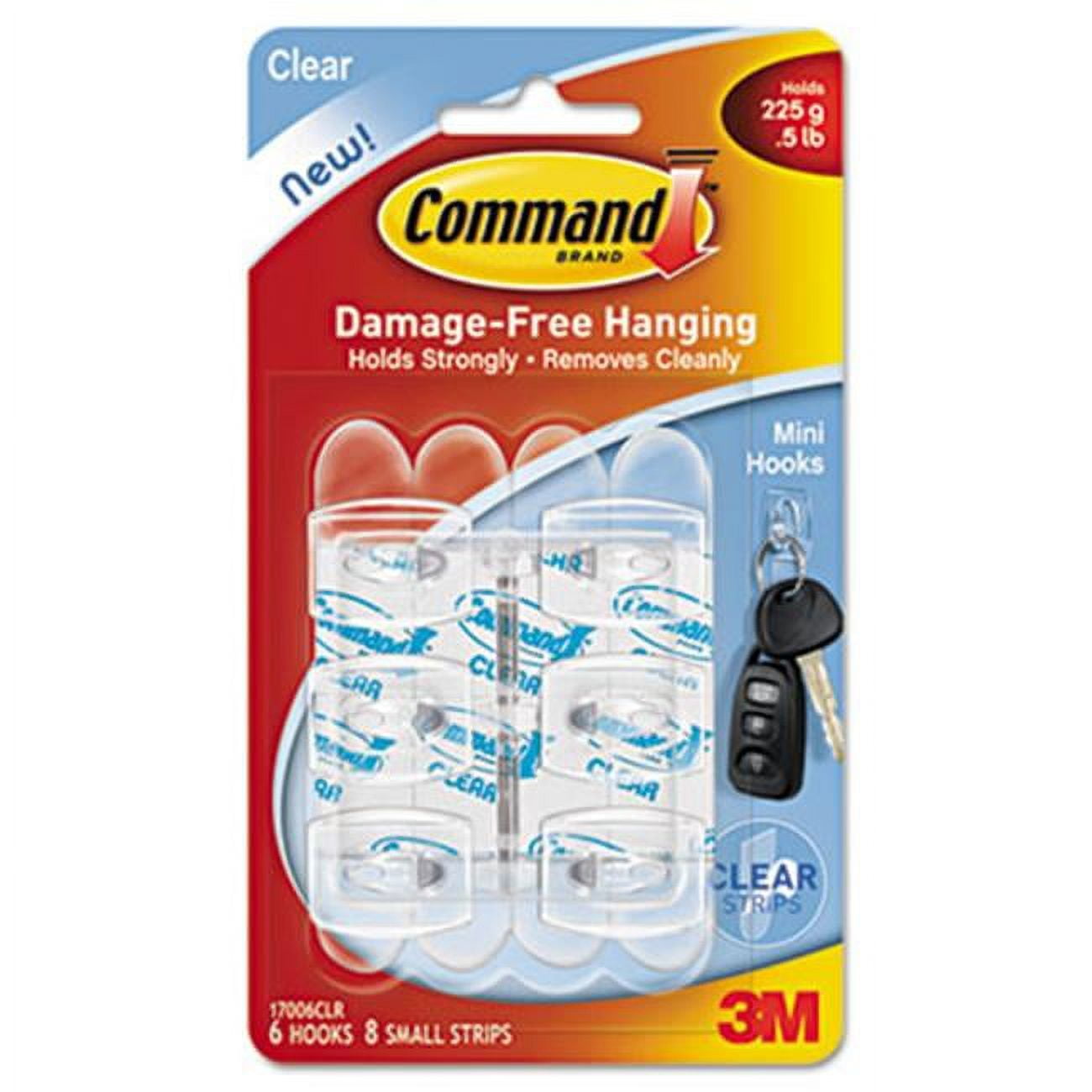 Clear Mini Plastic Hooks with Adhesive Strips for Damage-Free Hanging
