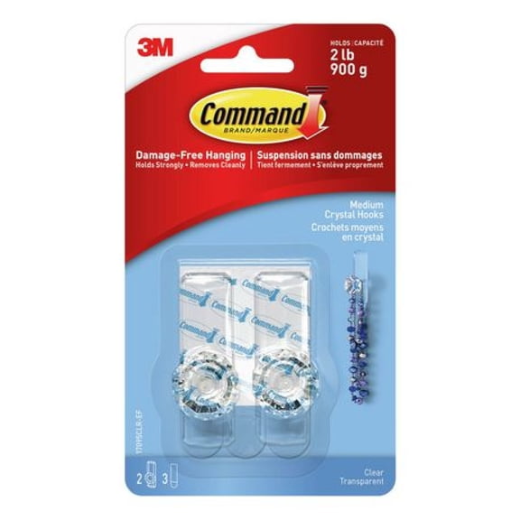 Command Clear Medium Crystal Hooks (Pack of 10)