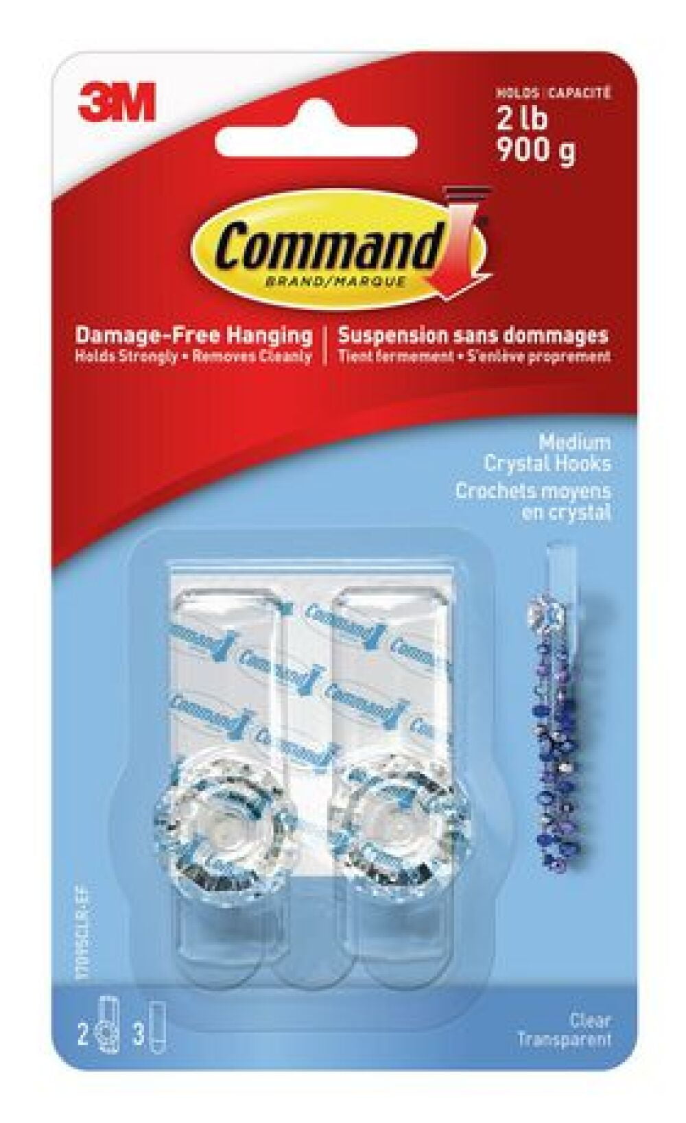 Command Clear Medium Crystal Hooks (Pack of 4)