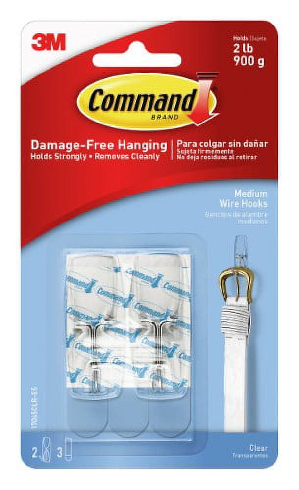 Command Clear Medium Wire Toggle Hooks with Clear Strips (Pack of 4)