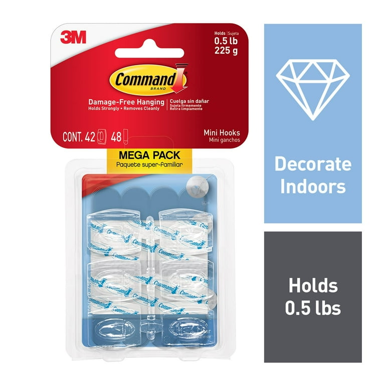 command mini hooks weight Small Clear Wire Hooks, 10 Hooks, 12 Strips when you want Command Clear Mini Hooks Mega