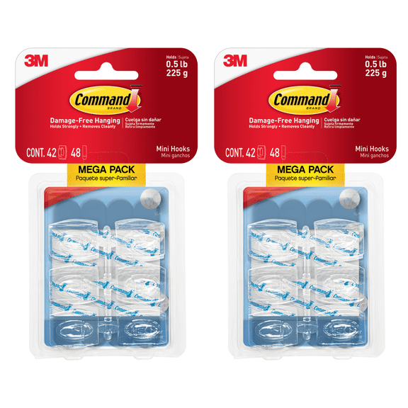 Command Clear Mini Hooks [Removable]: (Clear) [84-pack]