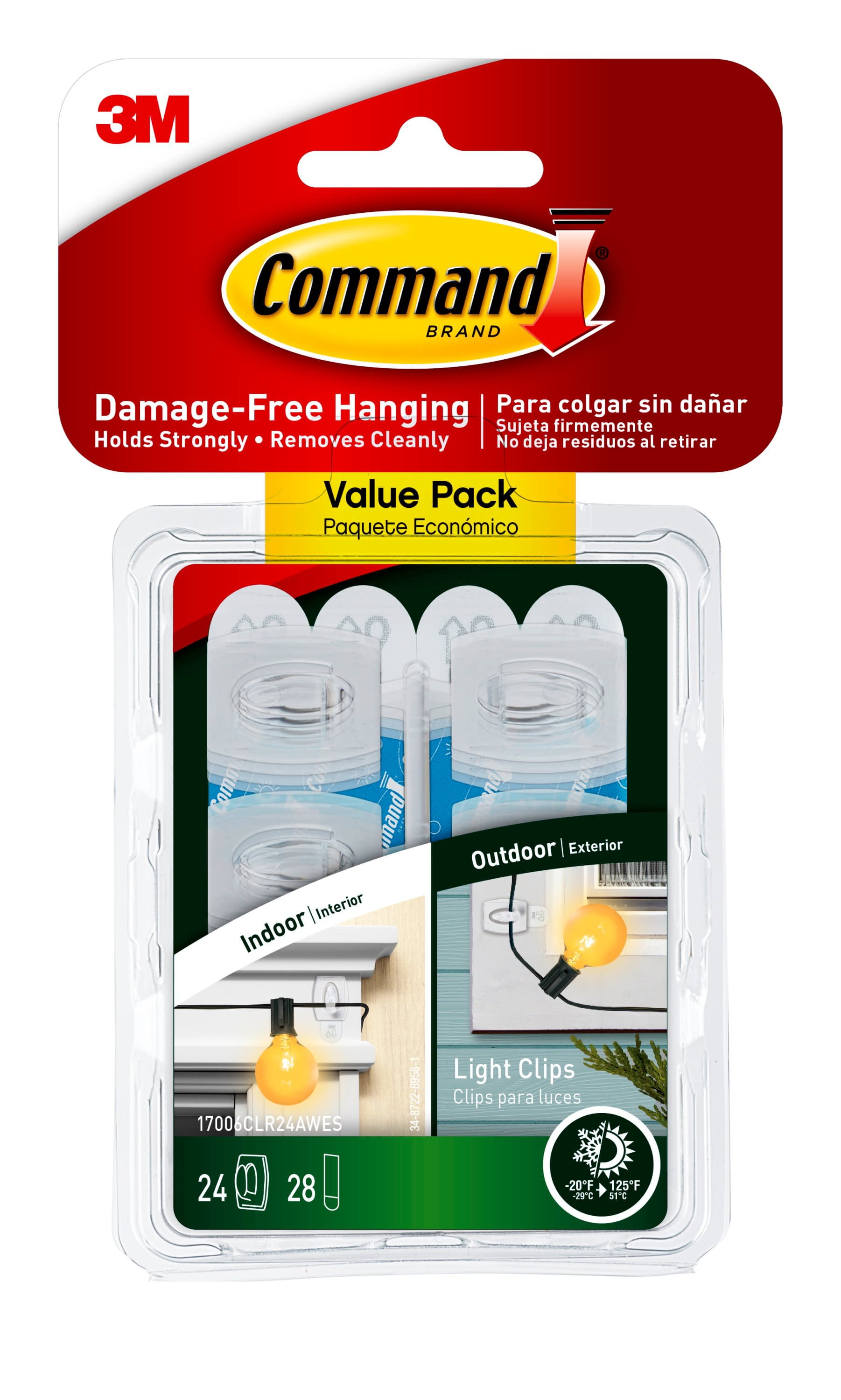 Command All Weather Hooks and Strips, Plastic, Small, 30 Clips and 32 Strips/Pack
