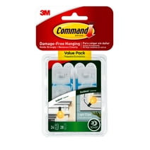 Command Clear Outdoor Light Clips, 24 Hooks, 28 Strips per Pack