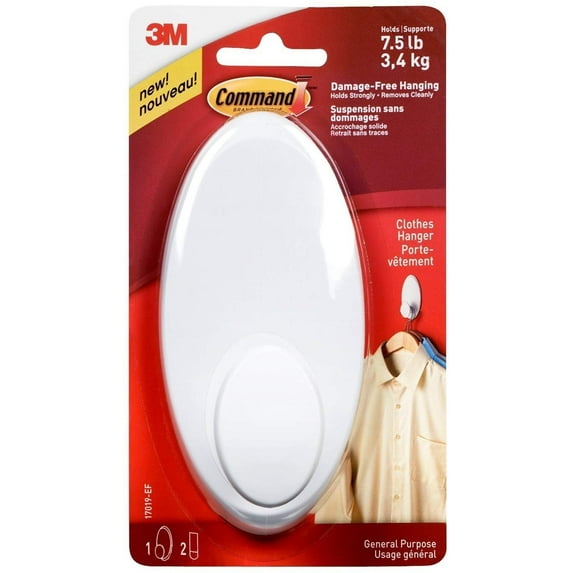 Command Clothes Hanger, Large, White, 2-Pack
