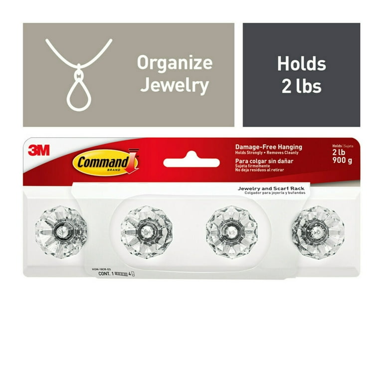 Command Crystal Knob Rack, Quartz, 1 Rack, 4 Strips/Pack Command Crystal Knob Rack, Quartz, 1 Rack, 4 Strips/Pack