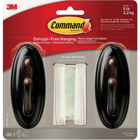 Command Curtain Rod Hook - Pack of 2