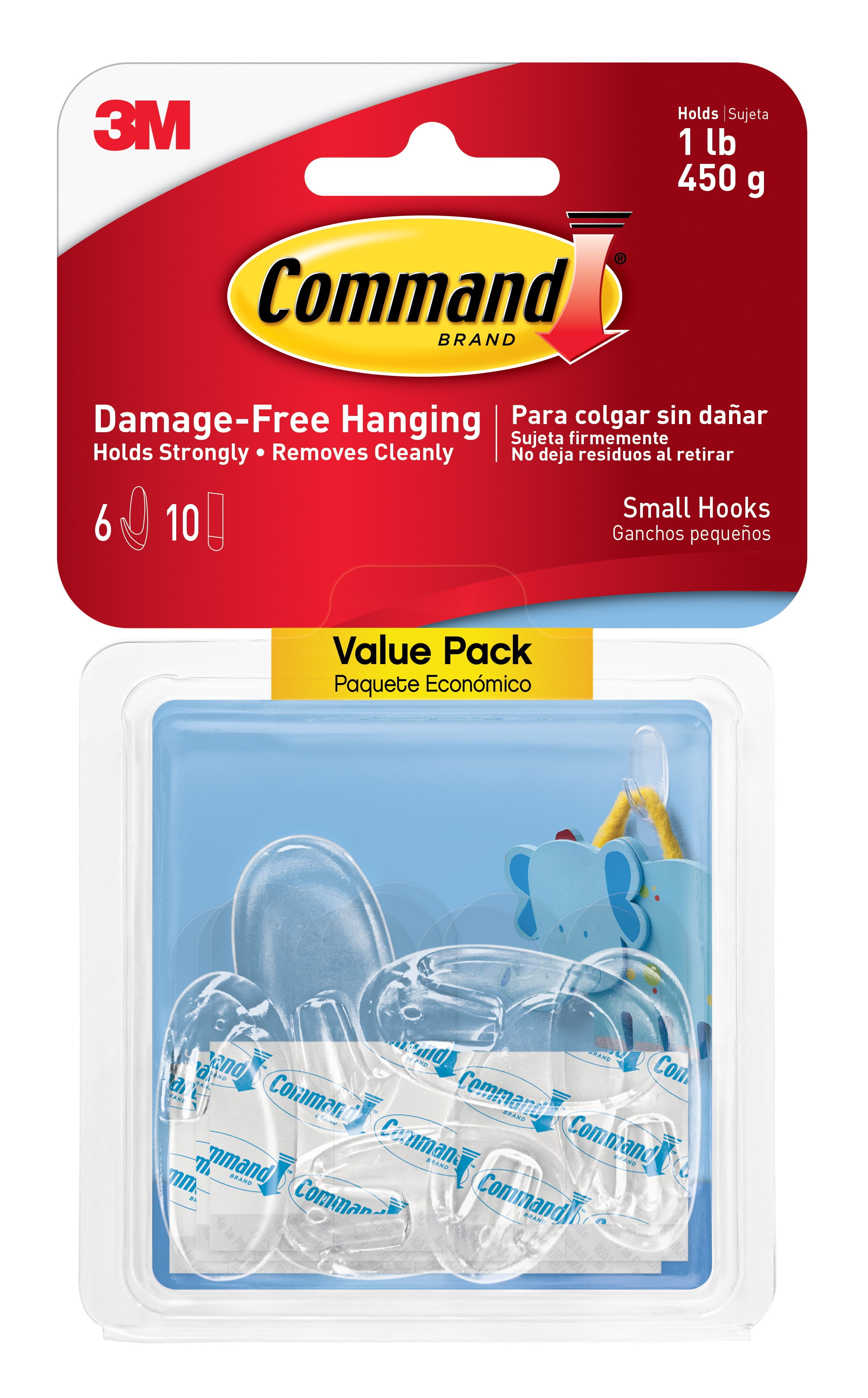 Clear Small Adhesive Wall Hooks Value Pack