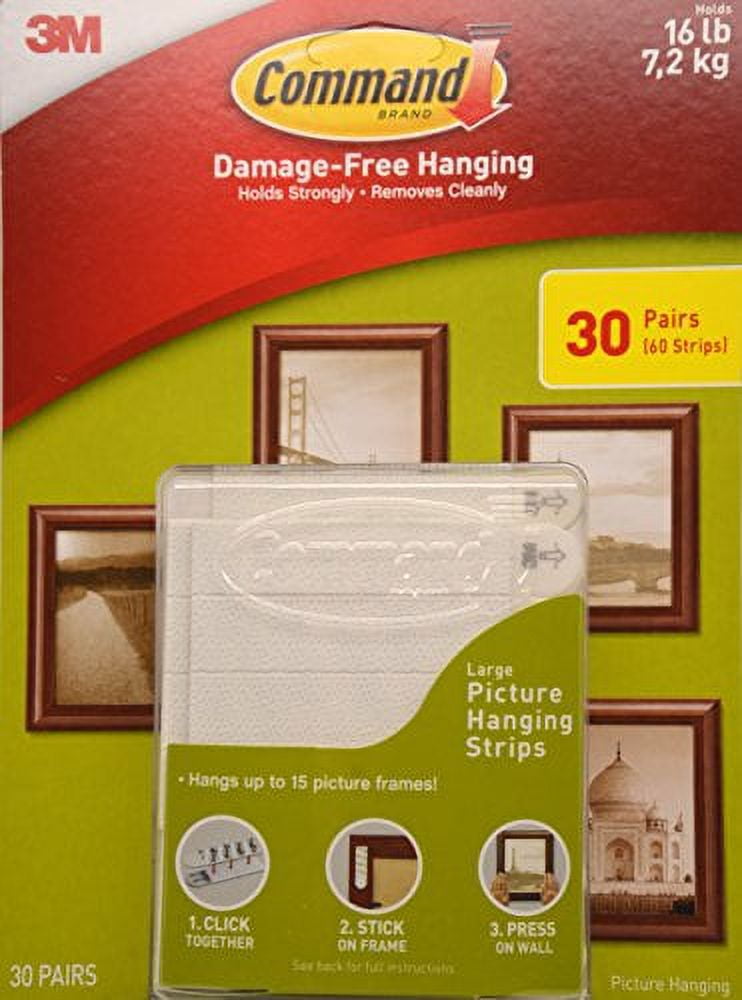 Command Damage Free Picture and Frame Hanging, Large Strips (30 Pairs