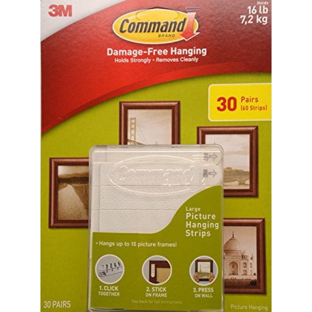 Command Damage Free Picture and Frame Hanging, Large Strips (30 Pairs