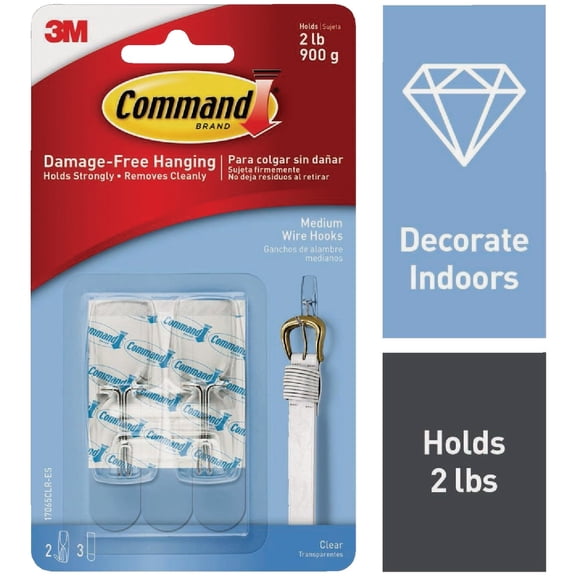 Command Damage-Free Self Adhesive Wall Hooks, Plastic Metal White, 10 Pieces