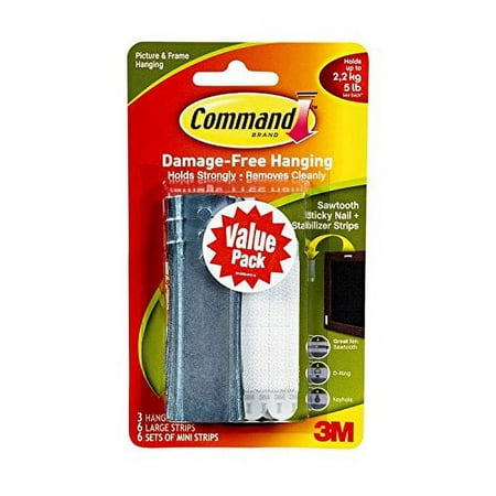 Command Damage-Free Sticky Nail Sawtooth Hanger, 3-Pack