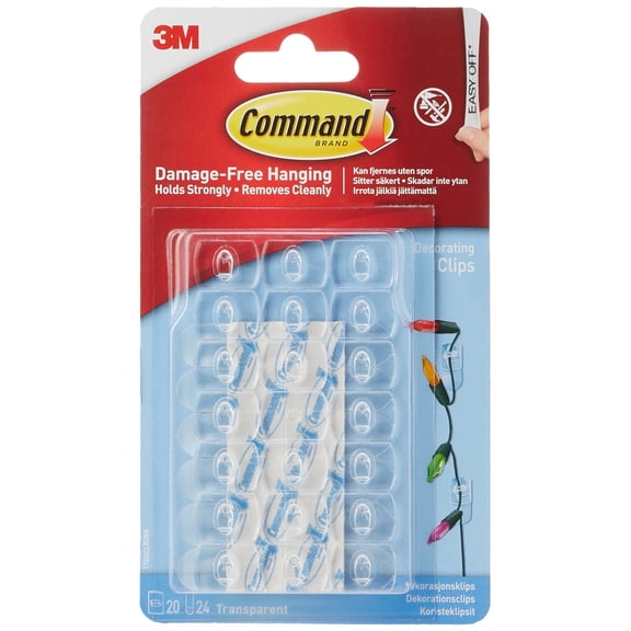 Command Decorating Clips, Clear, 20 Wall Hooks