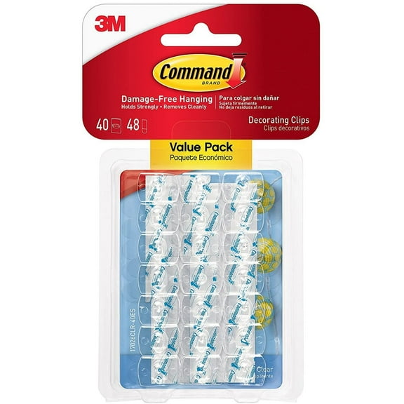 Command Decorating Clips Clear - Plastic Adhesive, Easy Installation - 80 Clips