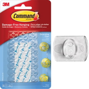 Command Mini Decorating Clips - Adhesive Hooks, Damage Free Hanging - 20 Clips, 24 Strips