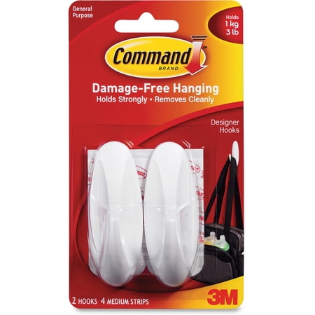 Command Designer Hooks BP1PTF, Medium, White, 4-Hooks