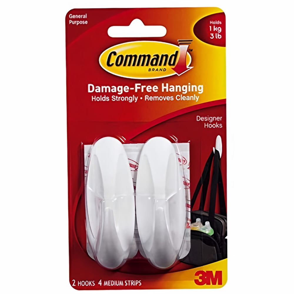 Command Designer Hooks, Medium, White (Pack of 10)