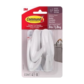 Command Designer Hooks Value Pack, White, Medium, 4 Hooks, 8 Strips/Pack