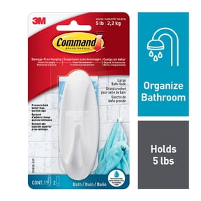 Command Designer Water Resistant Hooks, White, Large, 1 Wall Hook