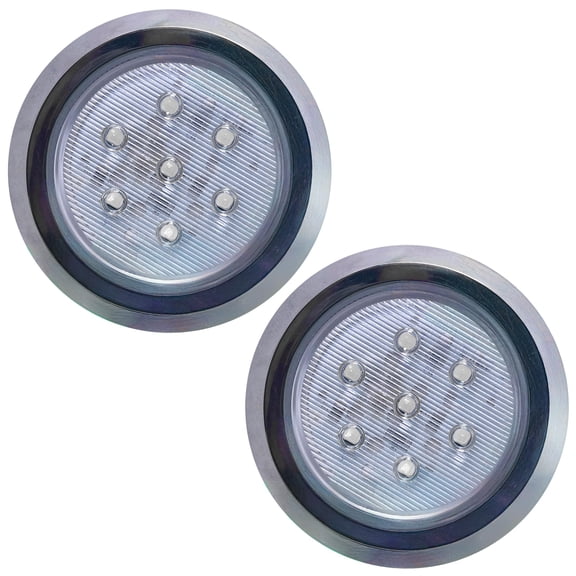 Command Electronics 12V LED Blue Light Surface Mount Dome with Chrome Trim Ring - OEM RV Camper Bus Truck & Trailer Light - Made in USA - Hardware & Connectors Included | 3" Diameter (2 Pack)